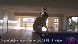 Blonde Amateur Bares Wet Pussy on Pool Table