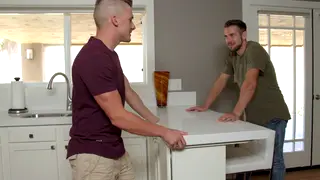 Muscular Neighbour Seduces His Friend's Boyfriend in the Kitchen