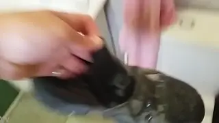 Foot Fetish Handjob Ends With a Sticky Cumshot