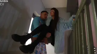 Tattooed Brunette Swallows Stranger's Load Outdoors