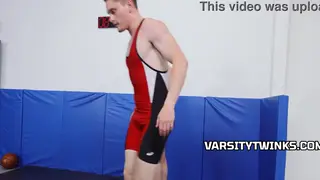 Muscular Twinks Wrestle and Fuck Bareback in Locker Room