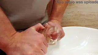 European Teen Moans Loudly During Oiled Bathroom Finish