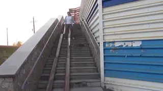 Mature BBW Milf Enjoys Public Pissing on Outdoor Stairs