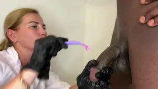 Blonde MILF Nurse Gives a Bareback Handjob in Hospital