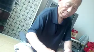 Older Asian Man Takes a Young Cock Deep