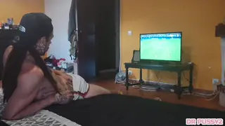 Busty Brunette Gets Pounded Doggystyle While Partner Watches