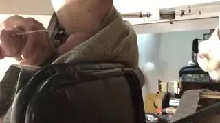 Hairy Guy Strokes Himself Slowly on Camera