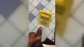 Hairy Ebony Daddy Gets Serviced at a Public Urinal