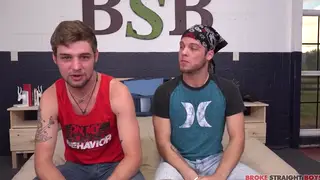 Muscular Jock Swallows an Uncut Shaft