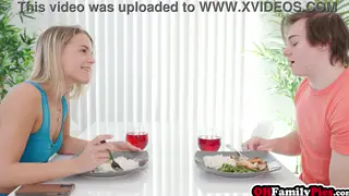 Blonde Stepmom Gives Stepson a Deep Blowjob Before Doggystyle