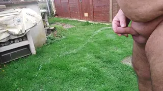 Mature European Bear Urinates Outdoors in POV Close-Up