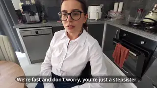 Stepsister Loses Jeans During Interview Prep for Anal