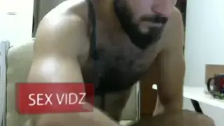 Hairy Arab Bear Strokes and Sucks on Webcam