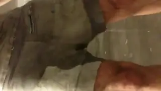 Outdoor Piss Shower Leads to Cumshot on Bench
