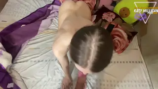 Busty Teen Student Swallows Deep in POV Blowjob