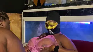 Voluptuous Ebony BBW Shows Off Curves in Pink Fishnets