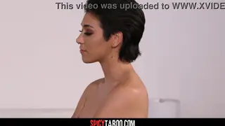 Brunette Teen Sucks and Rides in Lingerie