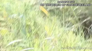 Blonde European MILF Poses Nude on Public Beach