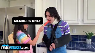 Stepsister Helps Stepbrother with Blowjob and Creampie