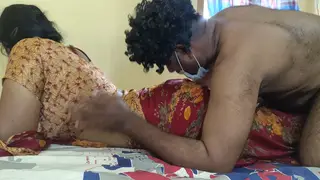 Indian Housewife in Red Saree Cheats with Employee