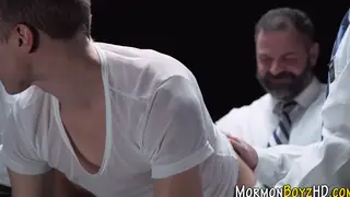 Muscular Men in Uniform Share a Group Blowjob and Cumshot