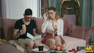 Blonde Tutor Lets Student Rim Her After Class