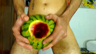 Latino Twink Fucks a Watermelon and Cums Inside