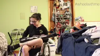 Brunette Shows Off Braced Legs and Feet Close-Up