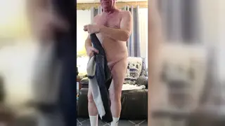 Mature Daddy Strokes Thick Cock on Couch Cam
