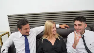 Petite Blonde Latina Handles Two Cocks in Casting Double Penetration