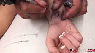 Busty Tattooed MILF Squirts Hard During Rough Fucking