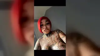 Inked Ebony MILF Rides a Thick Dildo Solo