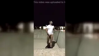 Hairy Bear Strokes Outdoors Until Cumshot on Rooftop