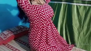 Indian Teen Wife Bent Over Outdoors in Stockings