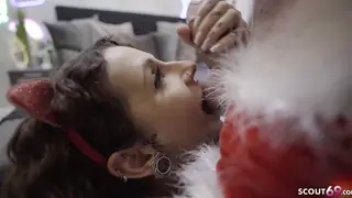 Inked German MILF Takes Holiday Creampie by Firelight