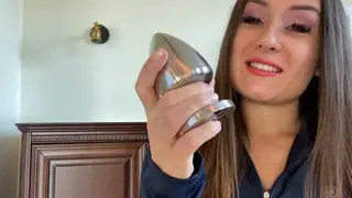 European Femdom Stretches Sub with Heavy Steel Plug