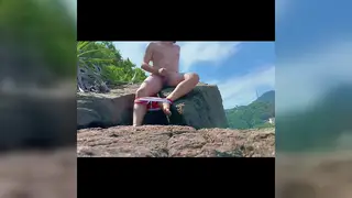 Blonde Twink Flashes His Body on a Public Beach