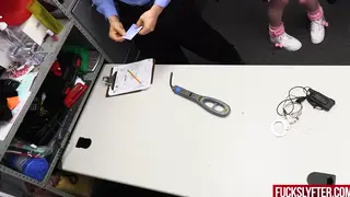 Petite Office Employee Endures Rough Deepthroat at Desk