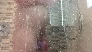 Hairy Guy Strokes Uncut Cock in Valentine Shower