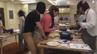 Japanese Busty Chef Sucks and Strokes in the Kitchen