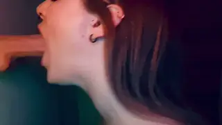 European Woman Sucks Dildo Before Toy Play in Bedroom