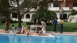 Vintage European Threesome Unfolds Under Open Sky
