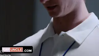 Hairy Daddy Dominates Two Smooth Twinks in a Parody Threesome