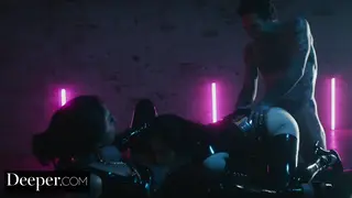 Asian and Brunette Share Threesome Facial Finale