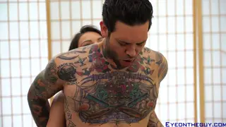 Tattooed Brunette Rims and Rides Big Dick in Doggystyle