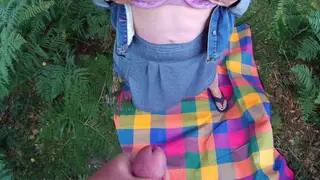 Busty British MILF Flashes Dog Walker for Outdoor Cumshot