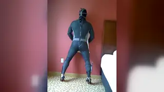 Masked Stud Jerks Off in Stockings by the Window