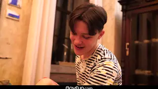 Twink Trio Swaps Rimming and Riding in a Delivery Roleplay