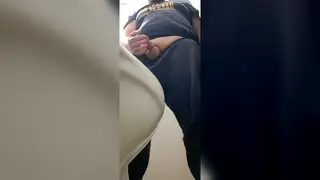 Hairy Bear Pleasures Himself at the Urinal