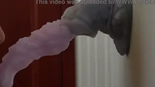 Solo Performer Tests Massive Dragon Dildo First Time